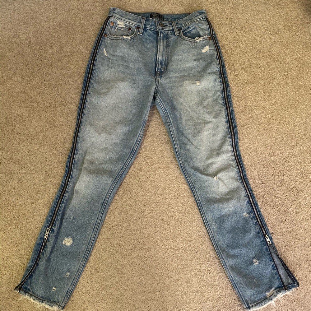 Abercrombie Mom Jeans w Zipper up Side
